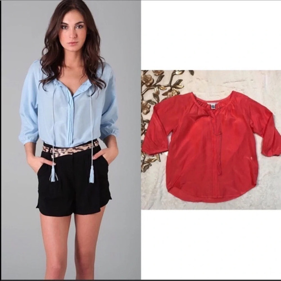 DVF Coral Paeden Tassle Blouse Size 4 - Picture 8 of 9